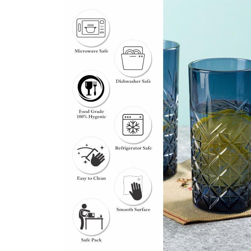 Drinking & Juice Glasses - Billy Tall Azure Tumbler (450 ML) - Set Of Two