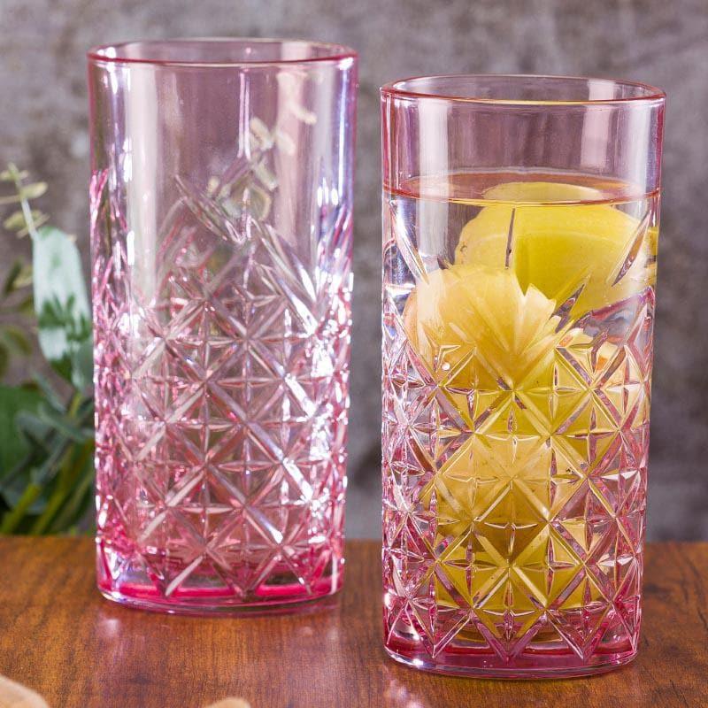 Drinking & Juice Glasses - Billy Tall Pink Tumbler (450 ML) - Set Of Two