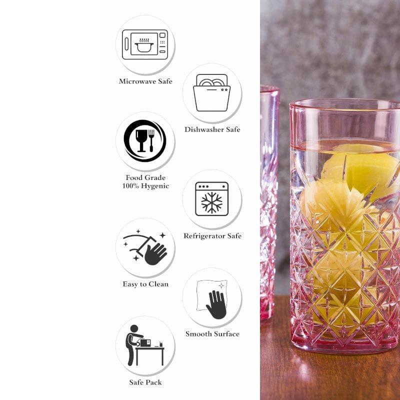 Buy Billy Tall Pink Tumbler (450 ML) - Set Of Two Drinking & Juice Glasses from Vaaree