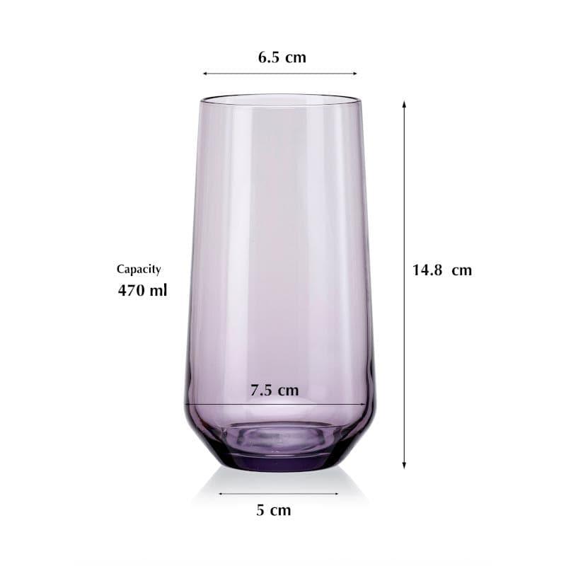 Drinking & Juice Glasses - Diso Violet Tumbler (470 ML) - Set Of Six