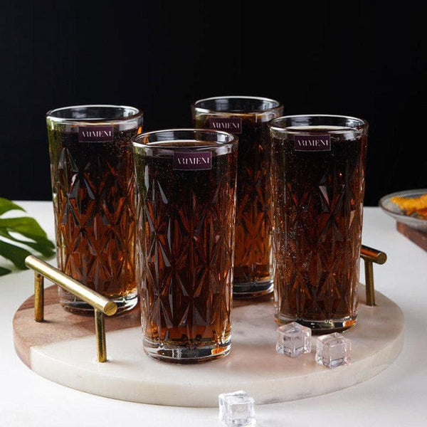 Buy Elisia Etched Highball Glass (340 ml) - Set Of Four Drinking & Juice Glasses from Vaaree