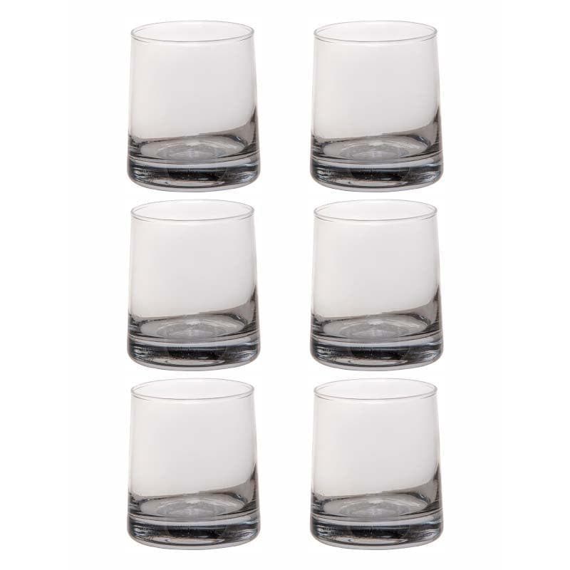 Drinking & Juice Glasses - Fizzor Grey Glass Tumbler (260 ML) - Set Of Six