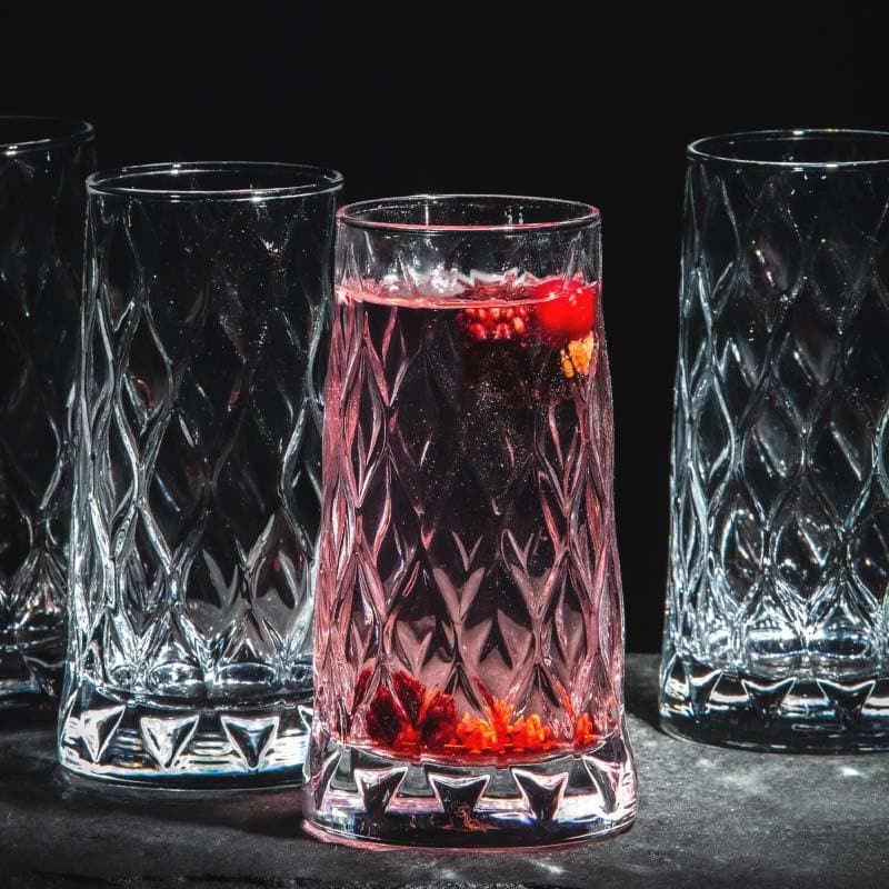Drinking & Juice Glasses - Foliage Glass Tumbler (345 ML) - Set Of Four