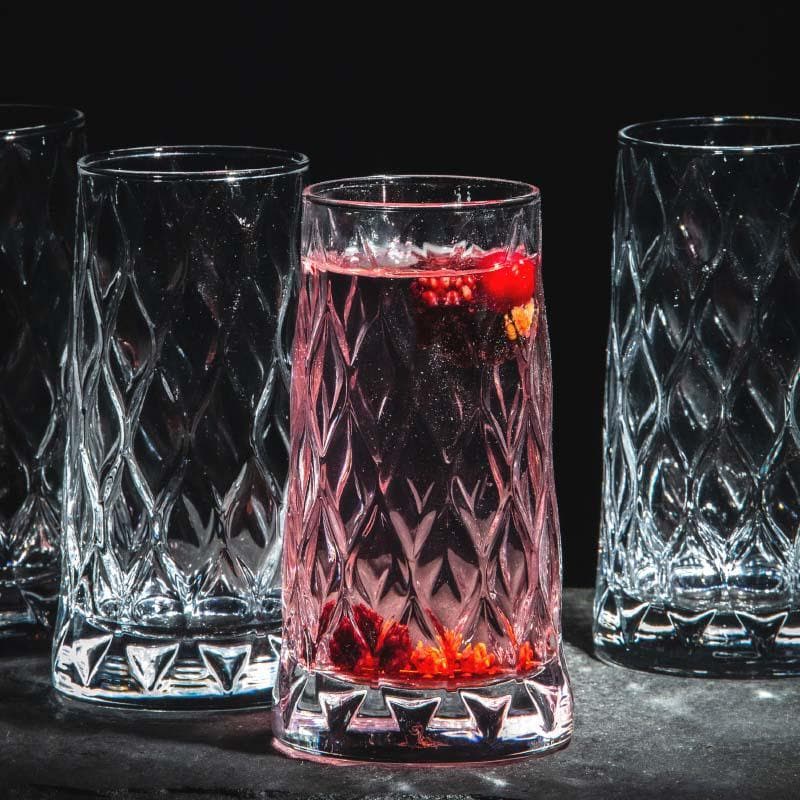 Buy Foliage Glass Tumbler (345 ML) - Set Of Four Drinking & Juice Glasses from Vaaree