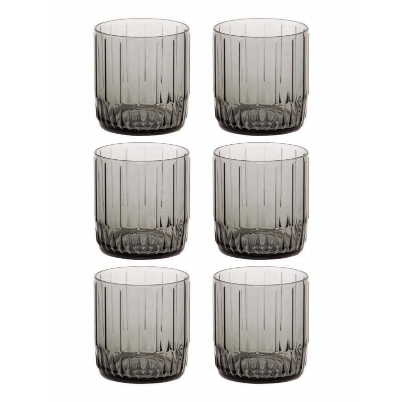 Buy Friscot Black Glass Tumbler (265 ML) - Set Of Six Drinking & Juice Glasses from Vaaree