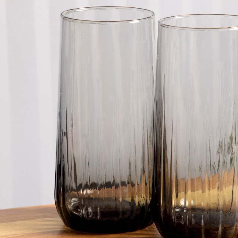 Buy Friscot Tall Black Glass Tumbler (360 ML) - Set Of Six Drinking & Juice Glasses from Vaaree