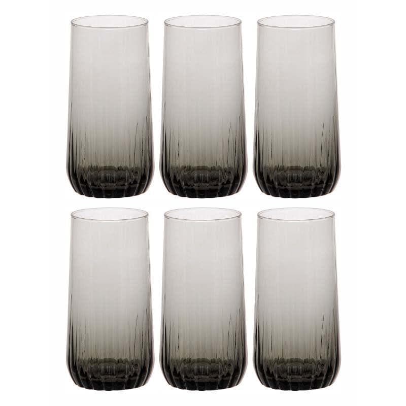 Buy Friscot Tall Black Glass Tumbler (360 ML) - Set Of Six Drinking & Juice Glasses from Vaaree