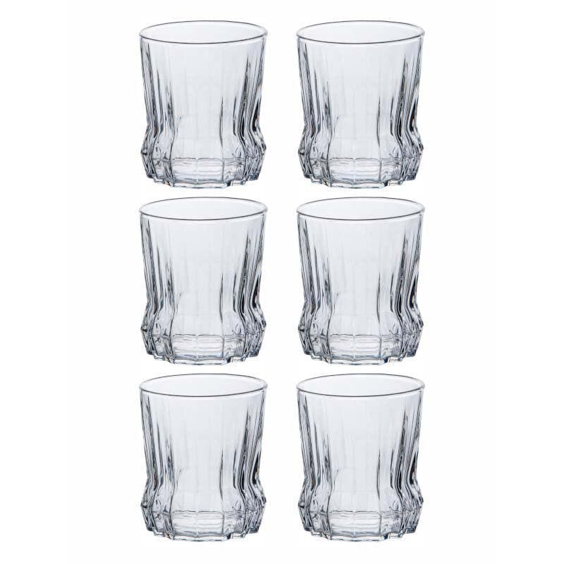 Buy Karat Curved Glass Tumbler (270 ML) - Set Of Six Drinking & Juice Glasses from Vaaree