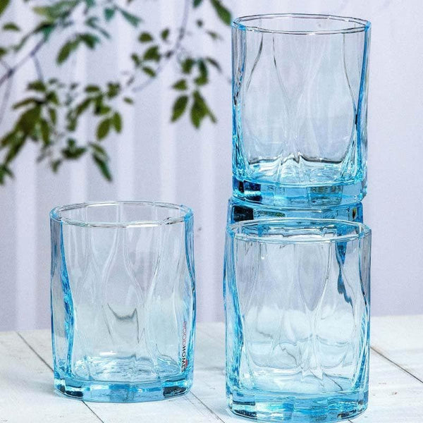Drinking & Juice Glasses - Kenzie Blue Glass Tumbler (300 ML) - Set Of Six
