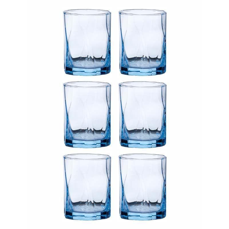 Buy Kenzie Blue Glass Tumbler (300 ML) - Set Of Six Drinking & Juice Glasses from Vaaree