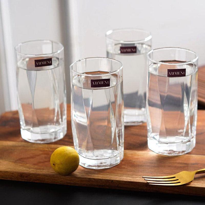 Drinking & Juice Glasses - Radiant Ridge Glass (Tall) (400 ml) - Set Of Four