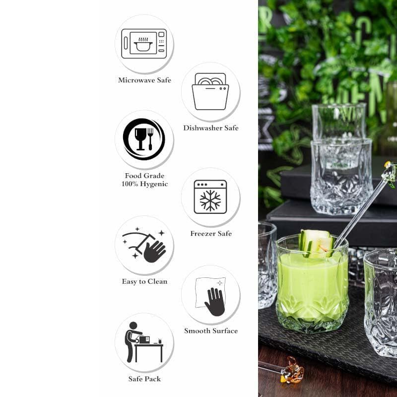 Drinking & Juice Glasses - Risqe Glass Tumbler (285 ML) - Set Of Six