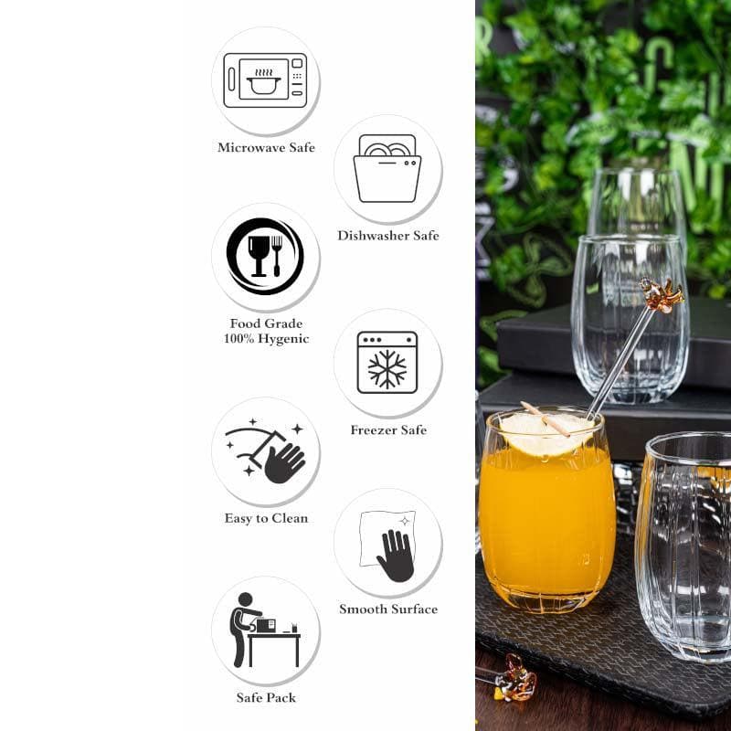 Buy Savou Glass Tumbler (380 ML) - Set Of Six Drinking & Juice Glasses from Vaaree