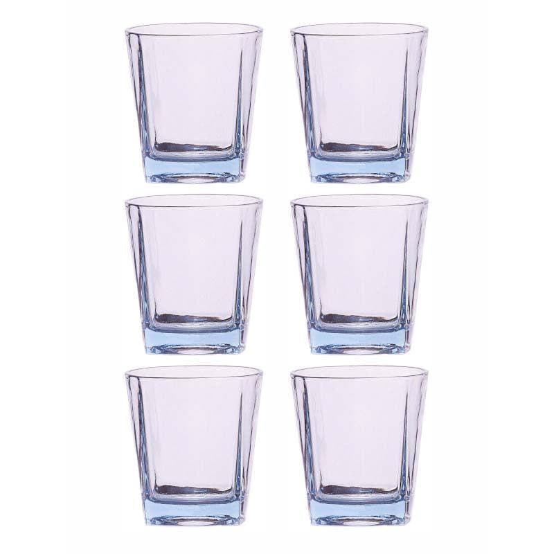 Buy Sleek Cut Blue Glass Tumbler (170 ML) - Set Of Six Drinking & Juice Glasses from Vaaree