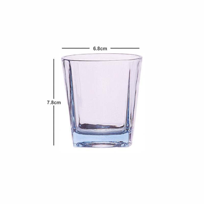 Buy Sleek Cut Blue Glass Tumbler (170 ML) - Set Of Six Drinking & Juice Glasses from Vaaree