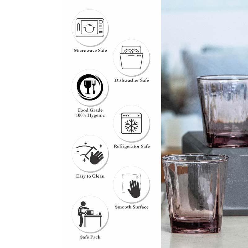 Buy Sleek Cut Brown Glass Tumbler (170 ML) - Set Of Six Drinking & Juice Glasses from Vaaree