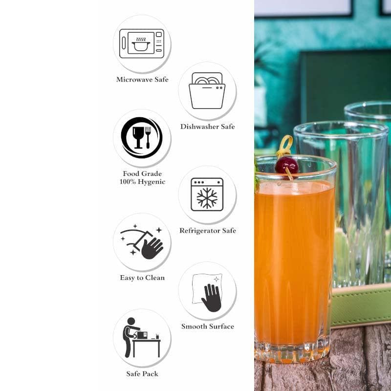 Drinking & Juice Glasses - Texos Glass Tumbler (340 ML) - Set Of Six