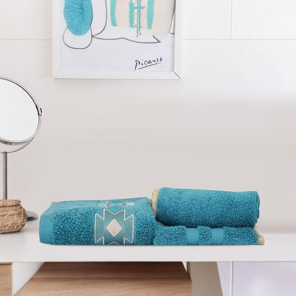 Buy Aqua Ripple Hand & Face Towel (Blue) - Three Piece Set Hand & Face Towels from Vaaree