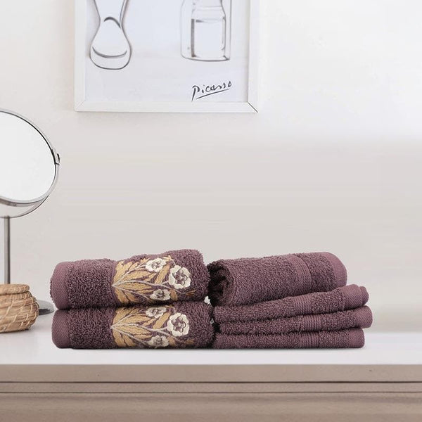 Buy Bloomsake Hand & Face Towel (Purple) - Six Piece Set Hand & Face Towels from Vaaree