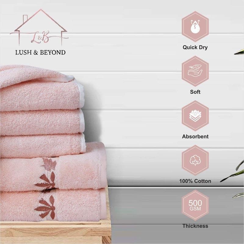 Buy Boho Buff Towel (Dust Pink) - Six Piece Set Hand & Face Towels from Vaaree