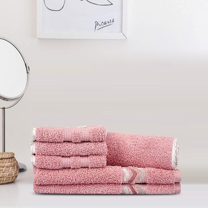 Buy Diamondy Towel (Deep Pink) - Six Piece Set Hand & Face Towels from Vaaree