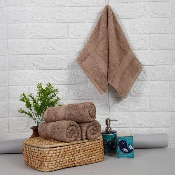 Buy Hand & Face Towels - Elvie Hand Towel (Brown) - Set Of Four at Vaaree online
