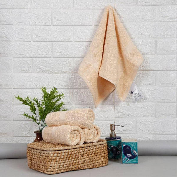 Buy Hand & Face Towels - Elvie Hand Towel (Cream) - Set Of Four at Vaaree online