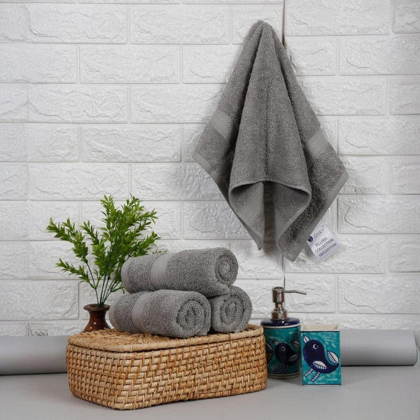 Buy Hand & Face Towels - Elvie Hand Towel (Grey) - Set Of Four at Vaaree online