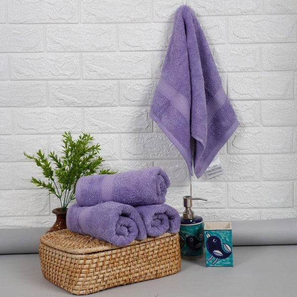 Buy Hand & Face Towels - Elvie Hand Towel (Lavender) - Set Of Four at Vaaree online