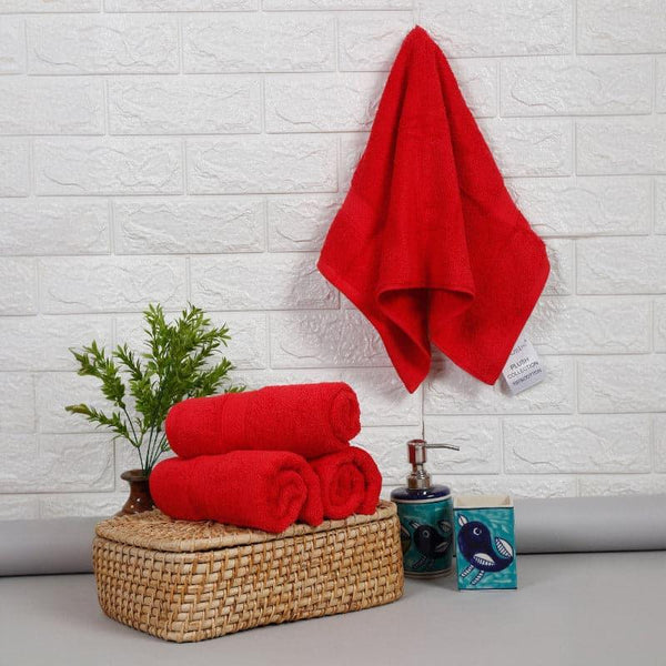 Buy Hand & Face Towels - Elvie Hand Towel (Red) - Set Of Four at Vaaree online