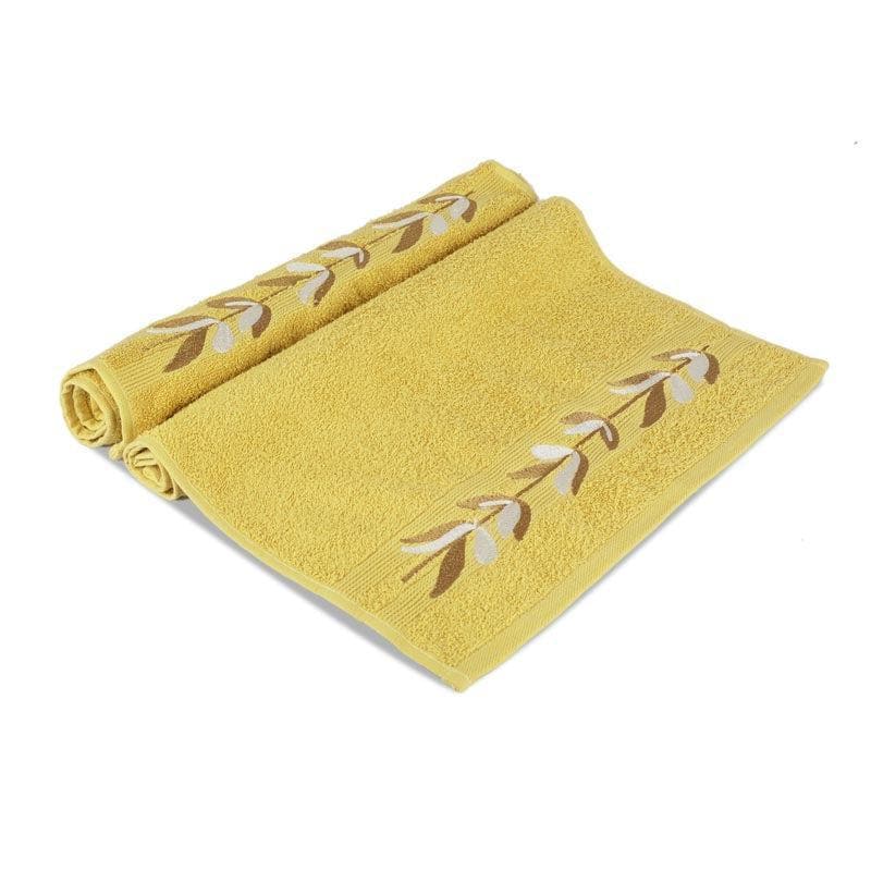 Buy Lee Leafy Hand & Face Towel (Mustard) - Six Piece Set Hand & Face Towels from Vaaree