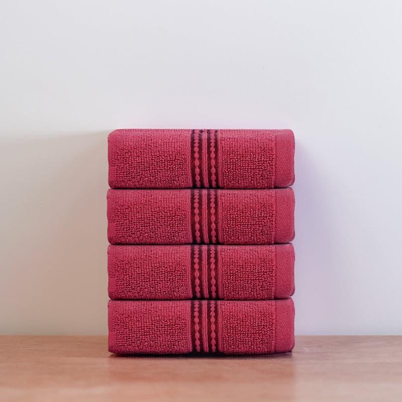 Buy Micro Cotton LuxeDry Solid Face Towel (Red) - Set Of Four Hand & Face Towels from Vaaree