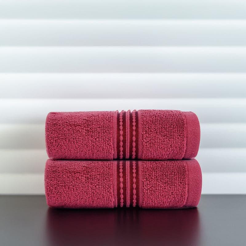 Buy Micro Cotton LuxeDry Solid Hand Towel (Red) - Set Of Two Hand & Face Towels from Vaaree