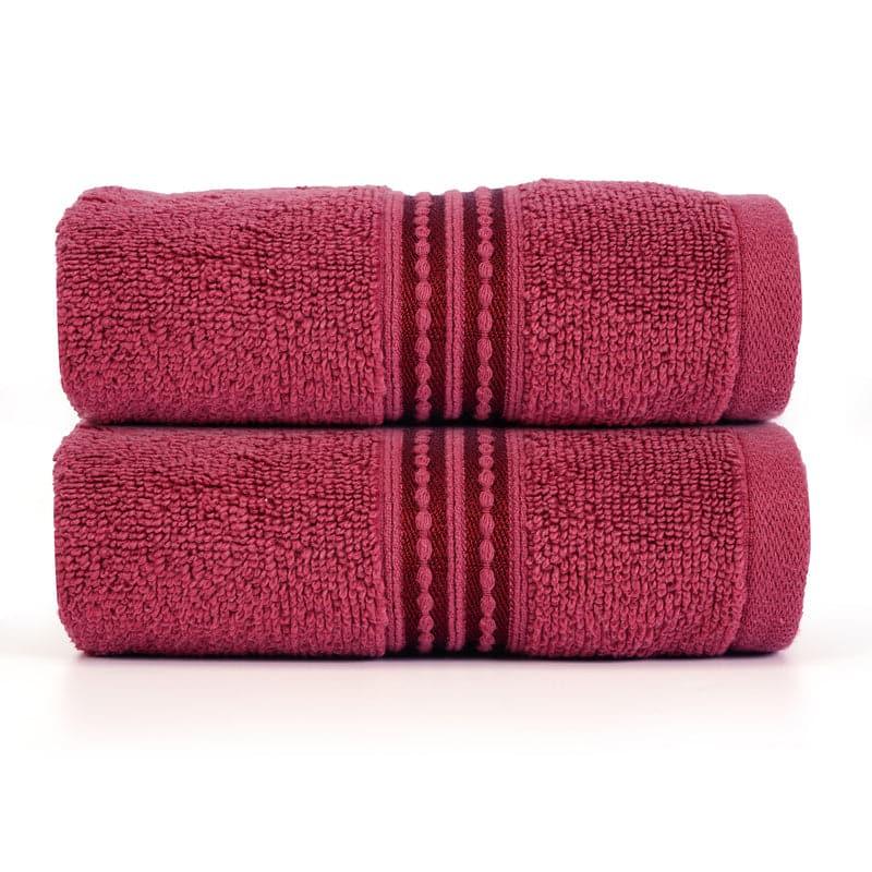 Buy Micro Cotton LuxeDry Solid Hand Towel (Red) - Set Of Two Hand & Face Towels from Vaaree