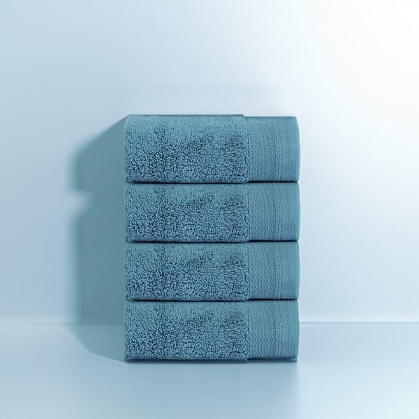 Buy Micro Cotton Soft Serenity Solid Face Towel (Blue) - Set Of Four Hand & Face Towels from Vaaree