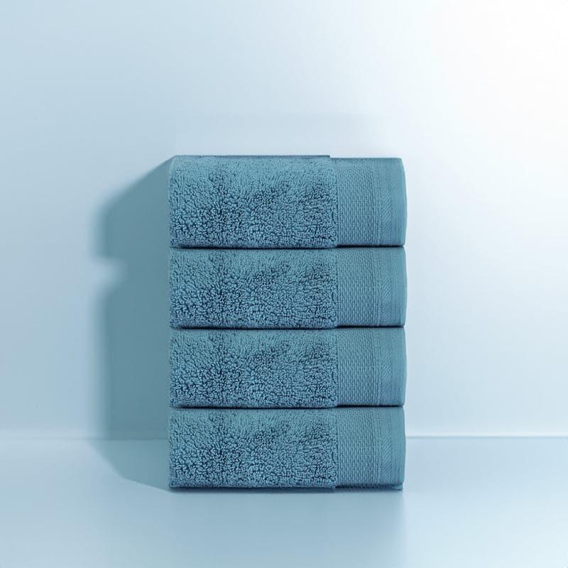 Buy Micro Cotton Soft Serenity Solid Face Towel (Blue) - Set Of Four Hand & Face Towels from Vaaree