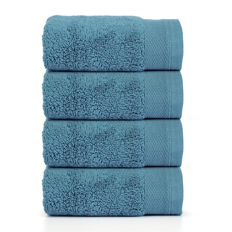 Buy Hand & Face Towels - Micro Cotton Soft Serenity Solid Face Towel (Blue) - Set Of Four at Vaaree online