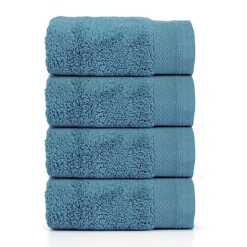 Buy Micro Cotton Soft Serenity Solid Face Towel (Blue) - Set Of Four Hand & Face Towels from Vaaree