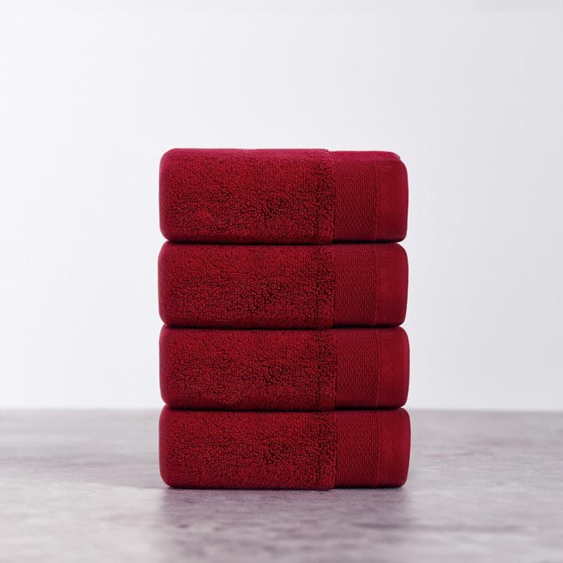 Buy Hand & Face Towels - Micro Cotton Soft Serenity Solid Face Towel (Maroon) - Set Of Four at Vaaree online