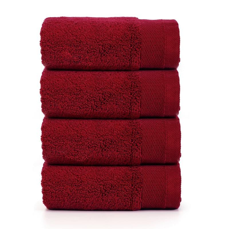 Buy Hand & Face Towels - Micro Cotton Soft Serenity Solid Face Towel (Maroon) - Set Of Four at Vaaree online