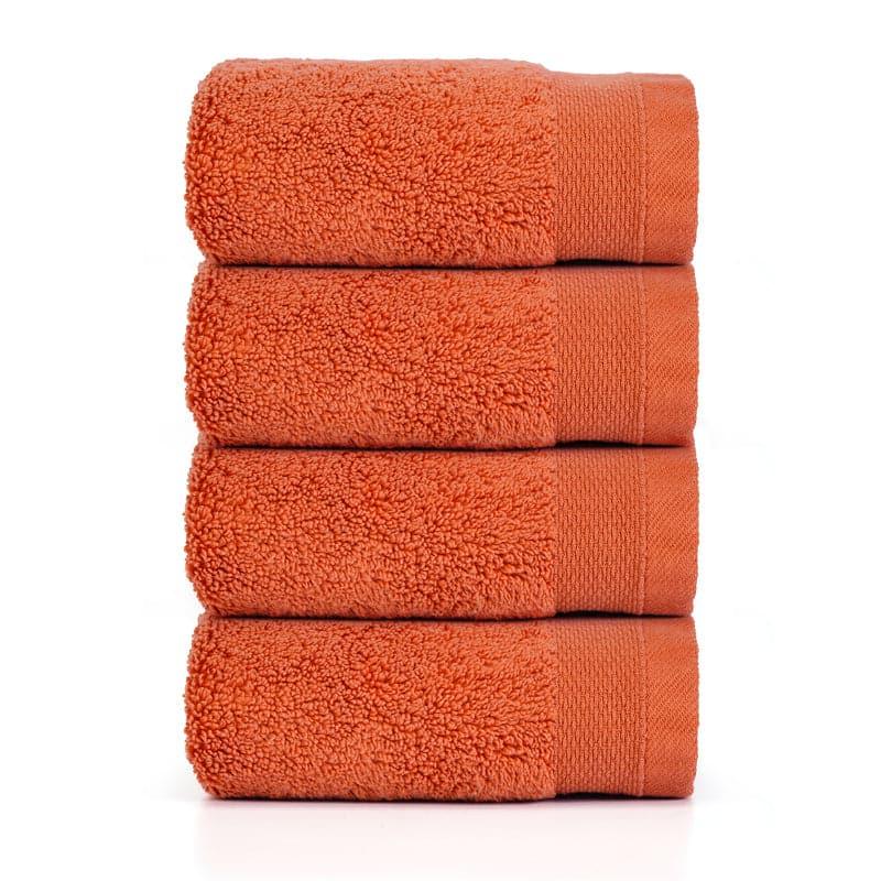 Buy Hand & Face Towels - Micro Cotton Soft Serenity Solid Face Towel (Orange) - Set Of Four at Vaaree online