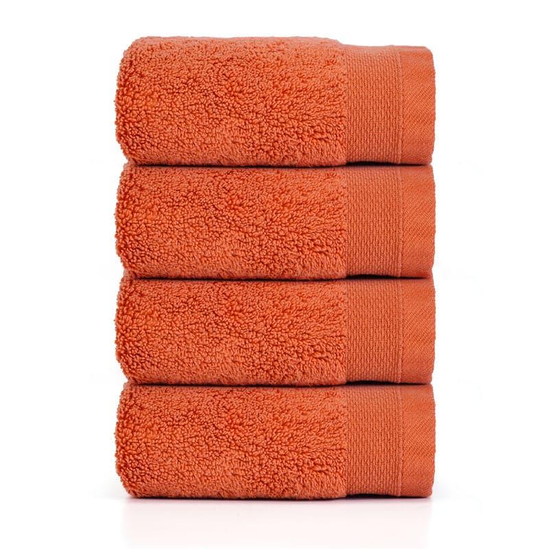 Buy Micro Cotton Soft Serenity Solid Face Towel (Orange) - Set Of Four Hand & Face Towels from Vaaree