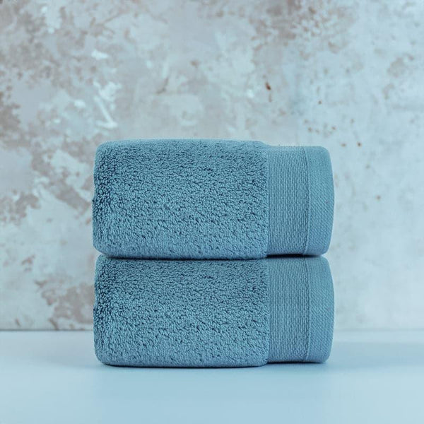 Buy Micro Cotton Soft Serenity Solid Hand Towel (Blue) - Set Of Two Hand & Face Towels from Vaaree