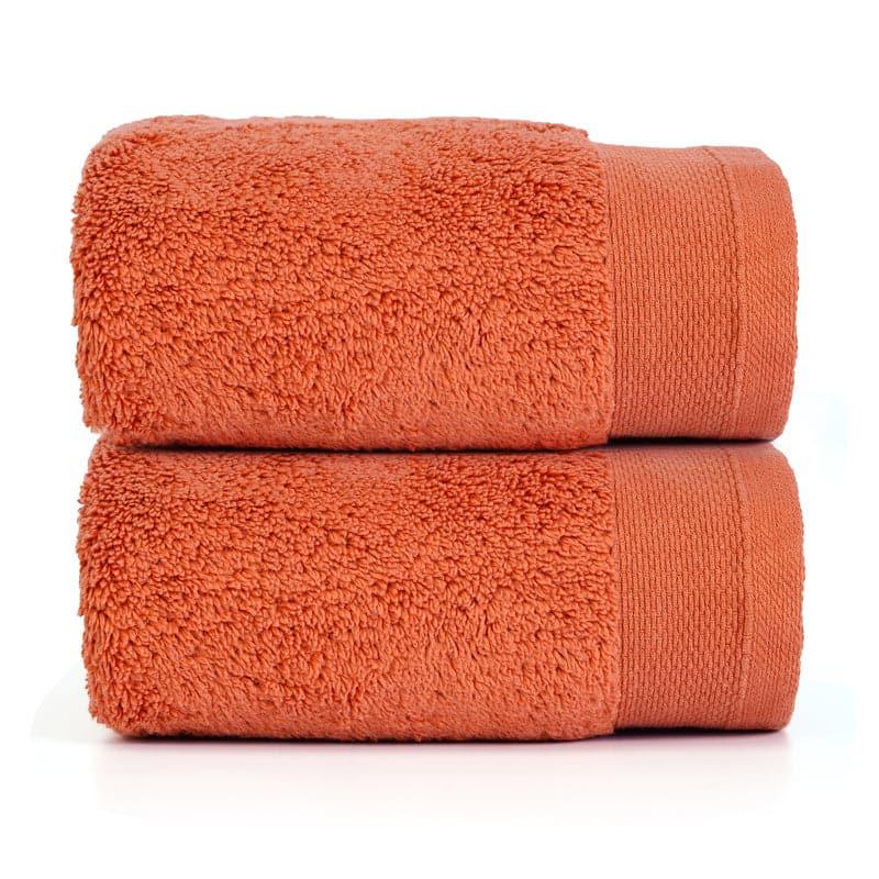 Buy Micro Cotton Soft Serenity Solid Hand Towel (Orange) - Set Of Two Hand & Face Towels from Vaaree