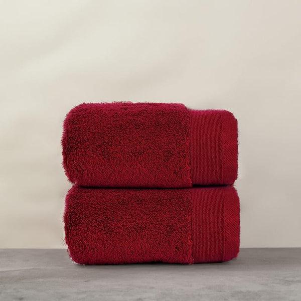 Buy Micro Cotton Soft Serenity Solid Hand Towel (Red) - Set Of Two Hand & Face Towels from Vaaree