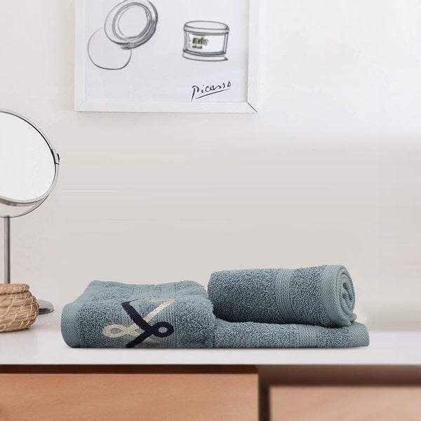 Buy Plush Wrap Towel (Grey Blue) - Three Piece Set Hand & Face Towels from Vaaree