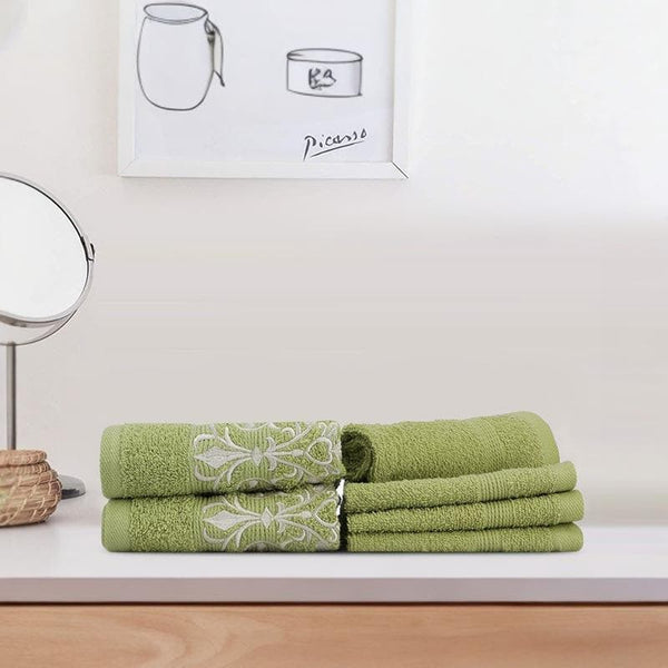 Buy Simora Hand & Face Towel (Green) - Six Piece Set Hand & Face Towels from Vaaree