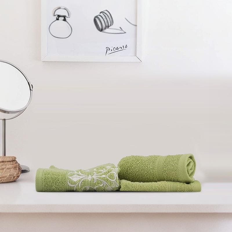 Buy Simora Hand & Face Towel (Green) - Three Piece Set Hand & Face Towels from Vaaree