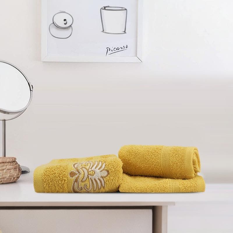 Buy Soakezy Hand & Face Towel (Mustard) - Three Piece Set Hand & Face Towels from Vaaree