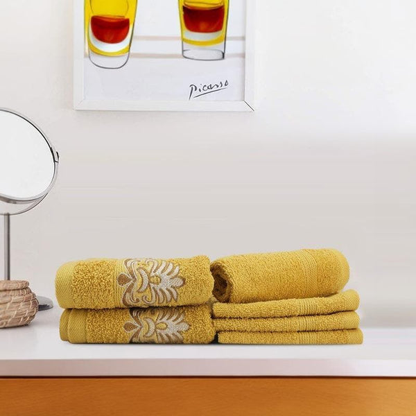 Buy Soakezy Hand & Face Towel (Mustard) - Six Piece Set Hand & Face Towels from Vaaree